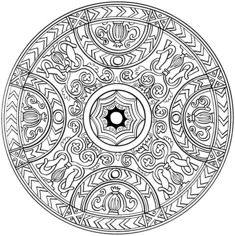 Mandala With Ornament Coloring Page